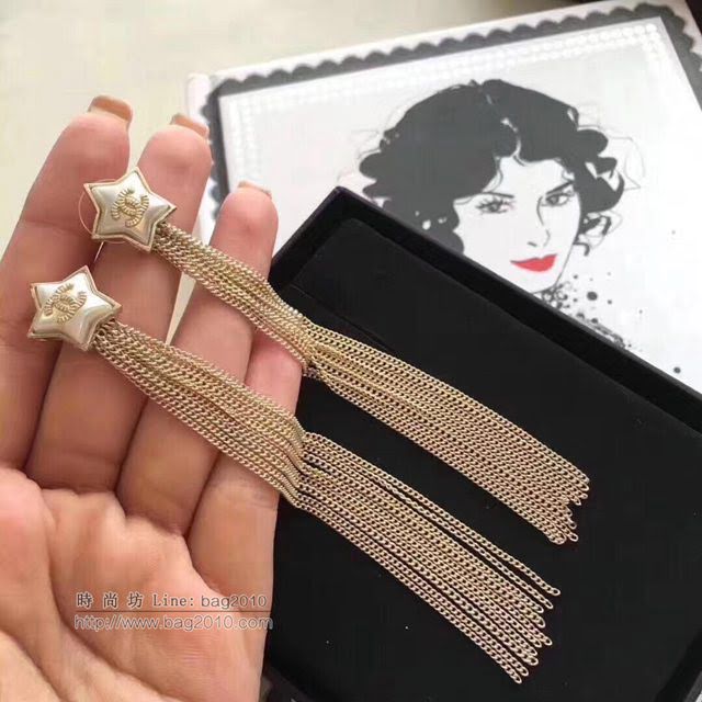 chanel耳環 秋冬季新款 五角星流蘇耳環 名媛美搭款  gzsc1071